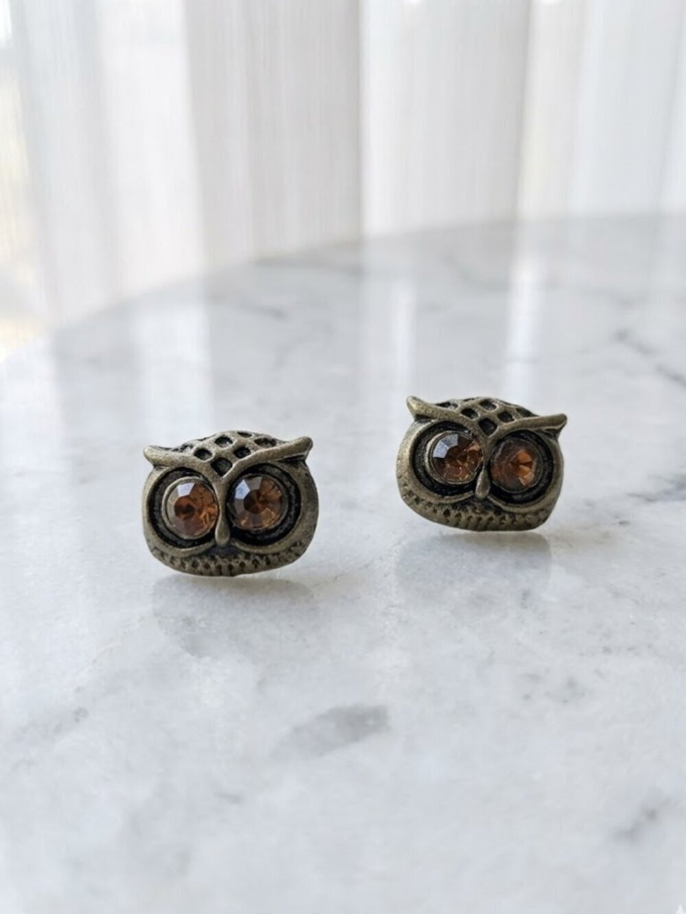 Ladies Cute Owl Face Stud Earrings